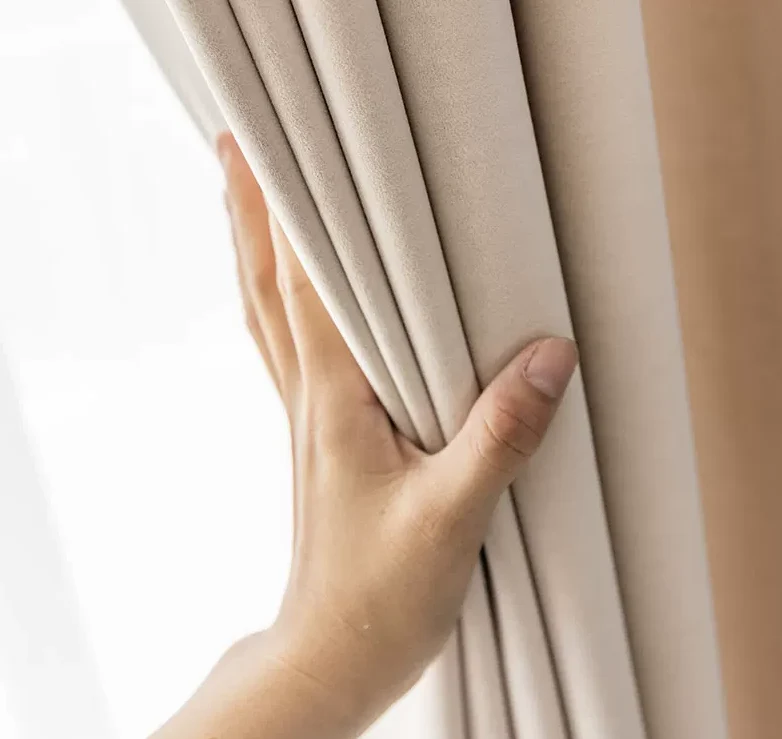 Rideau Occultant Velours Beige Clair Chambre