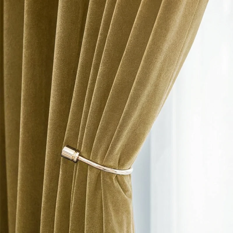 Rideau Occultant Velours Vert Olive Salon