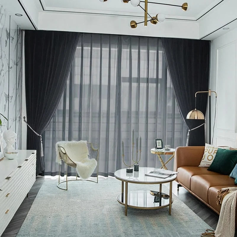 Rideau Occultant Velours Noir Premium Salon