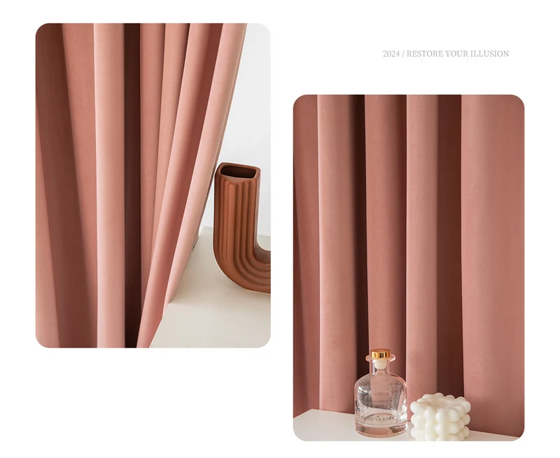 Rideau Occultant Velours Taupe Rosé Chambre