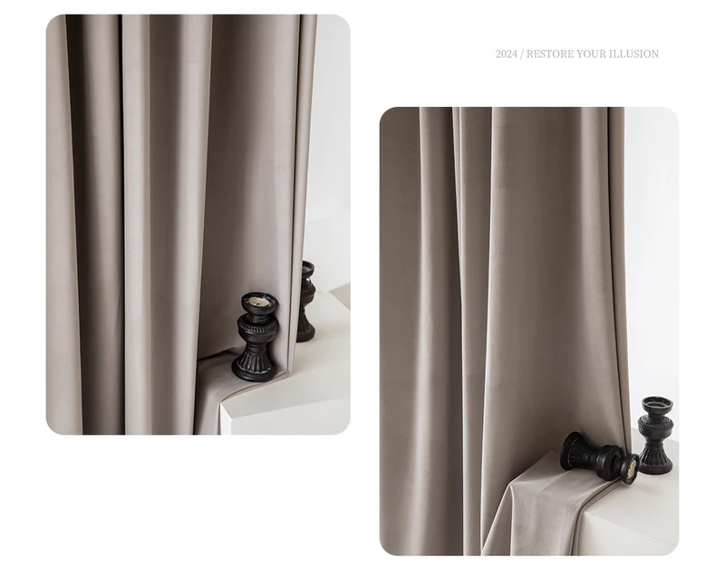 Rideau Occultant Velours Gris Perle Salon
