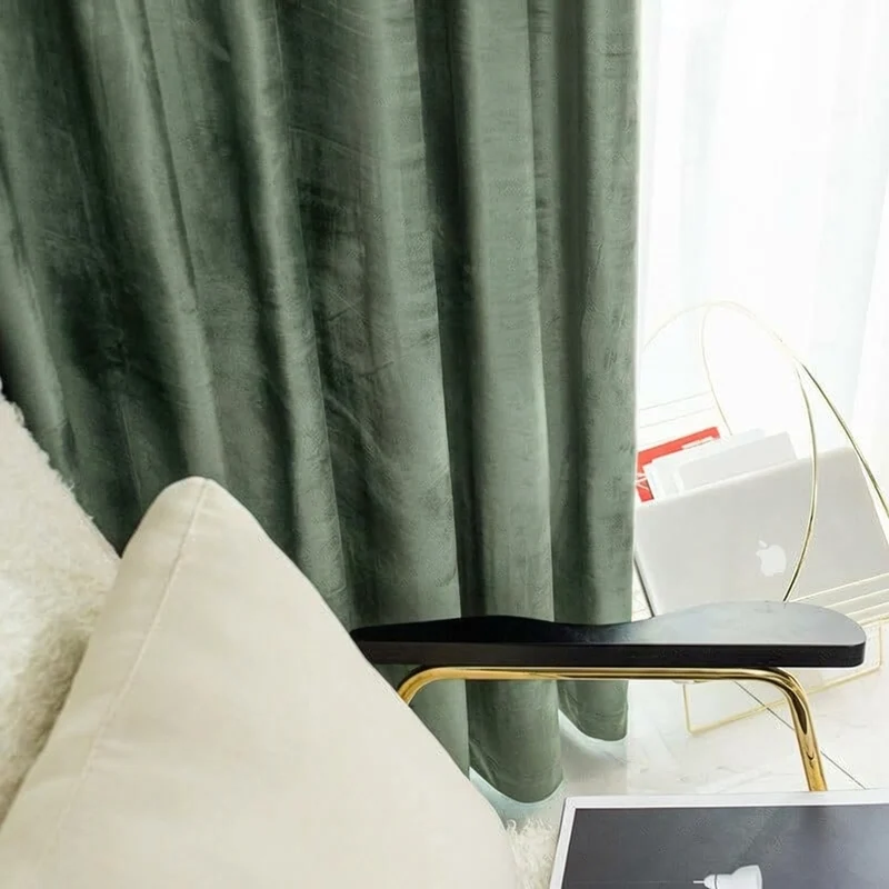Rideau Occultant Velours Vert Sapin Salon