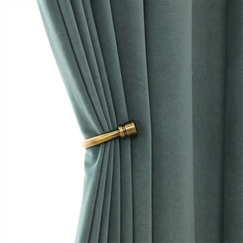 Rideau Occultant Velours Vert Paon Chambre