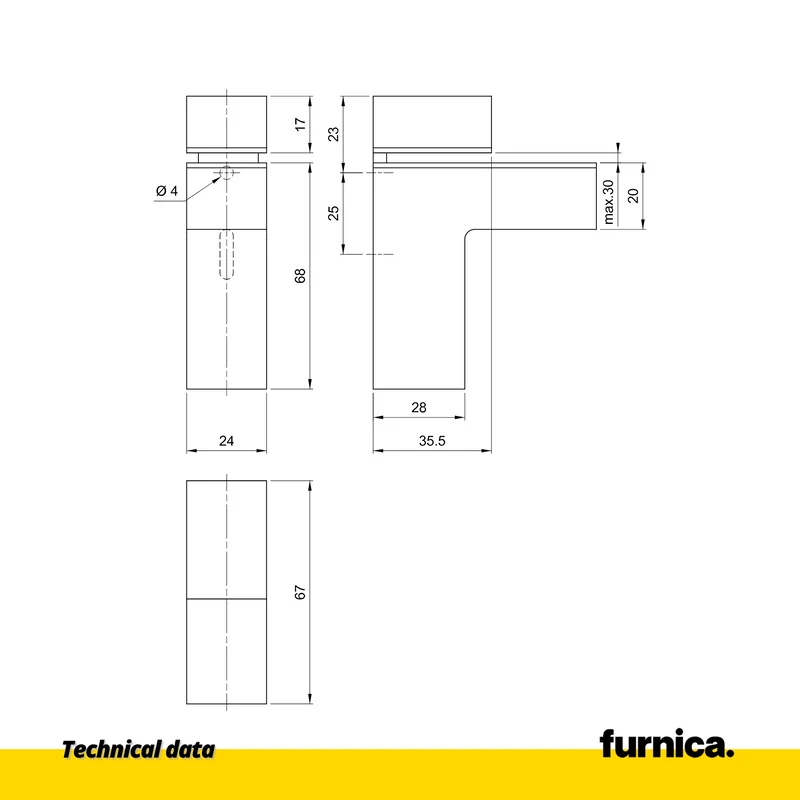 Glas- und Tellerhalter L-Form II - Satin
