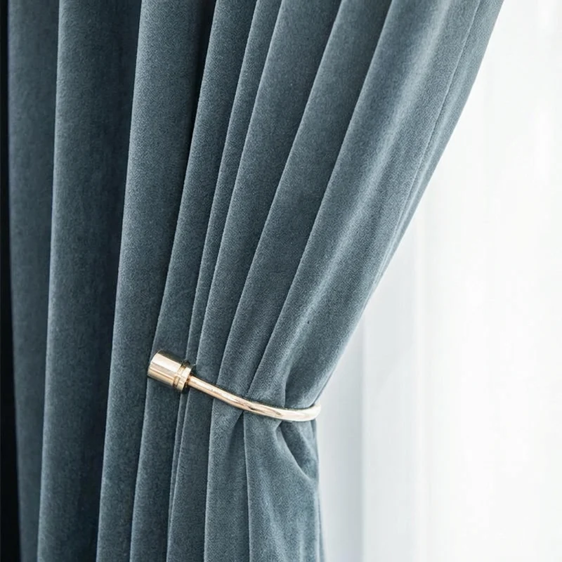 Rideau Occultant Velours Bleu Gris Salon