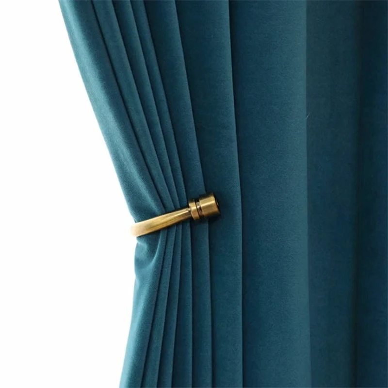Rideau Occultant Velours Bleu Canard Premium