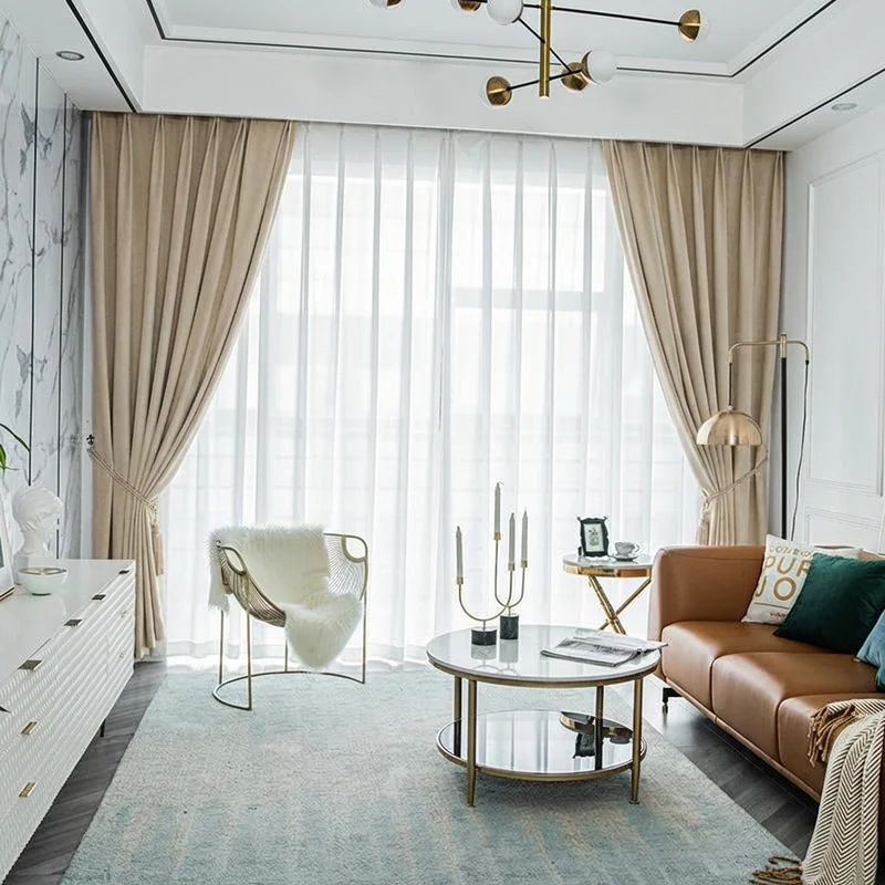 Rideau Occultant Velours Beige Champagne Chambre