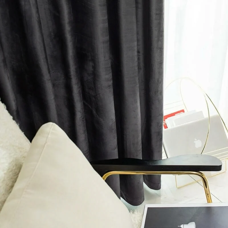 Rideau Occultant Velours Noir Élégant Chambre