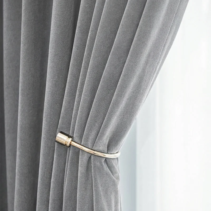 Rideau Occultant Velours Gris Clair Salon