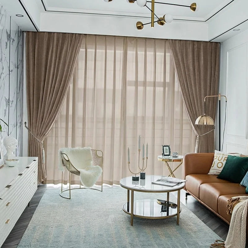 Rideau Occultant Velours Taupe Chambre