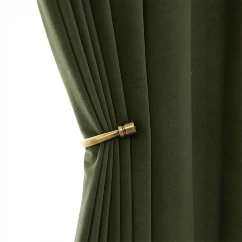 Rideau Occultant Velours Vert Kaki Salon