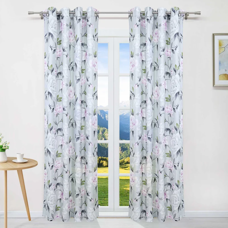 Verdunkelungsvorhang Ösenschal mit Blumenmuster Thermovorhang 1 Stück