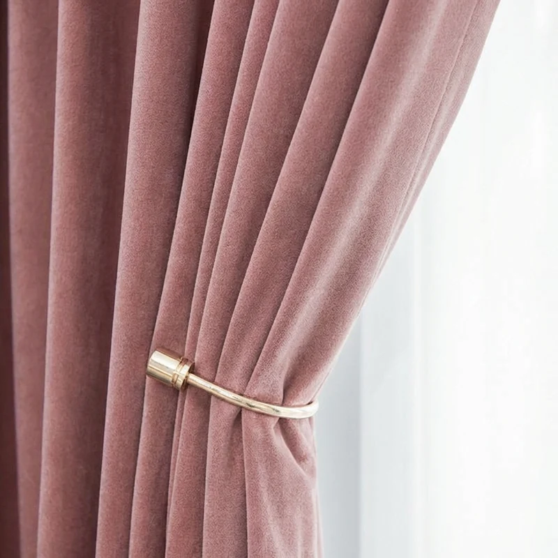 Rideau Occultant Velours Rose Blush Chambre