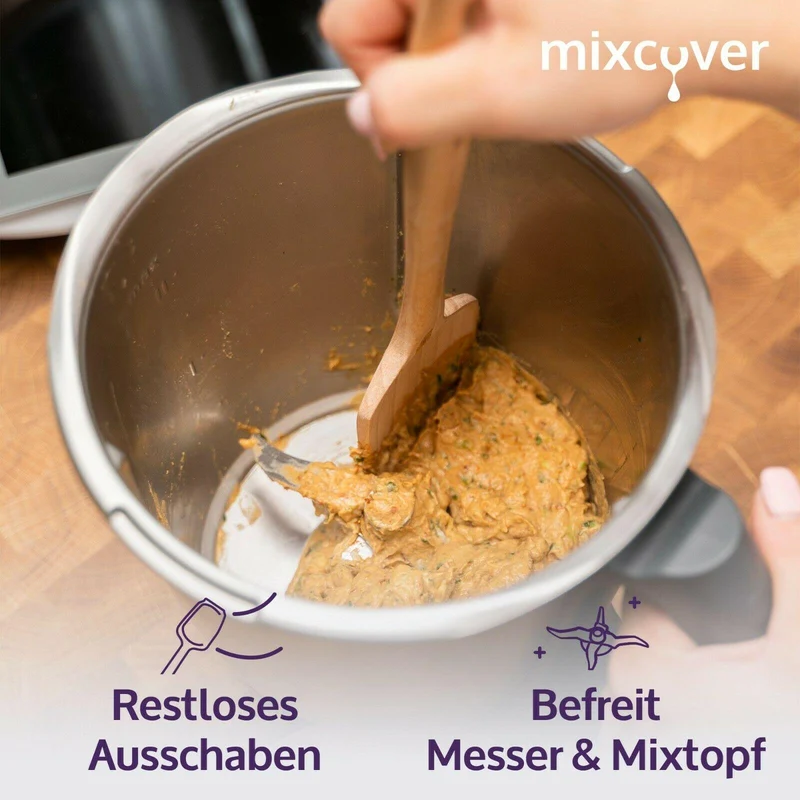 mixcover Holz-Spatel für Thermomix TM7 TM6,TM5,TM31 Drehkellenspatel Teigschaber