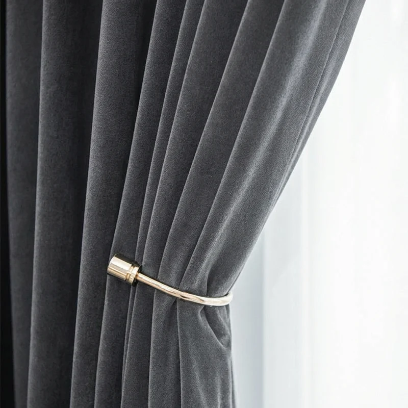Rideau Occultant Velours Gris Perle Salon
