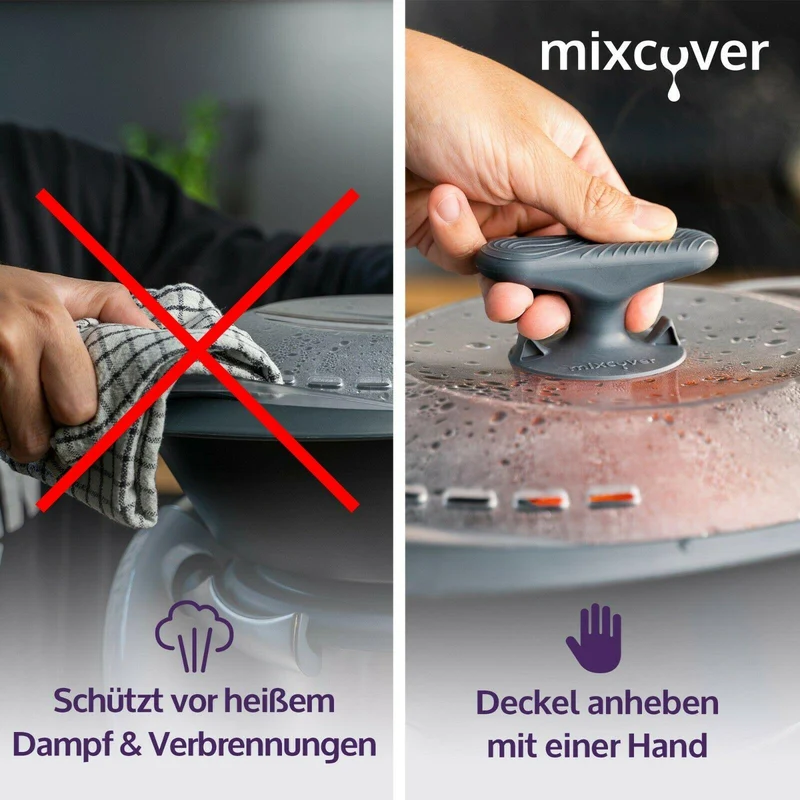 mixcover Thermo-Griff für Varoma oder Dampfgardeckel für Thermomix TM7 TM6 TM5 TM31, Monsieur Cuisine, Bosch Cookit