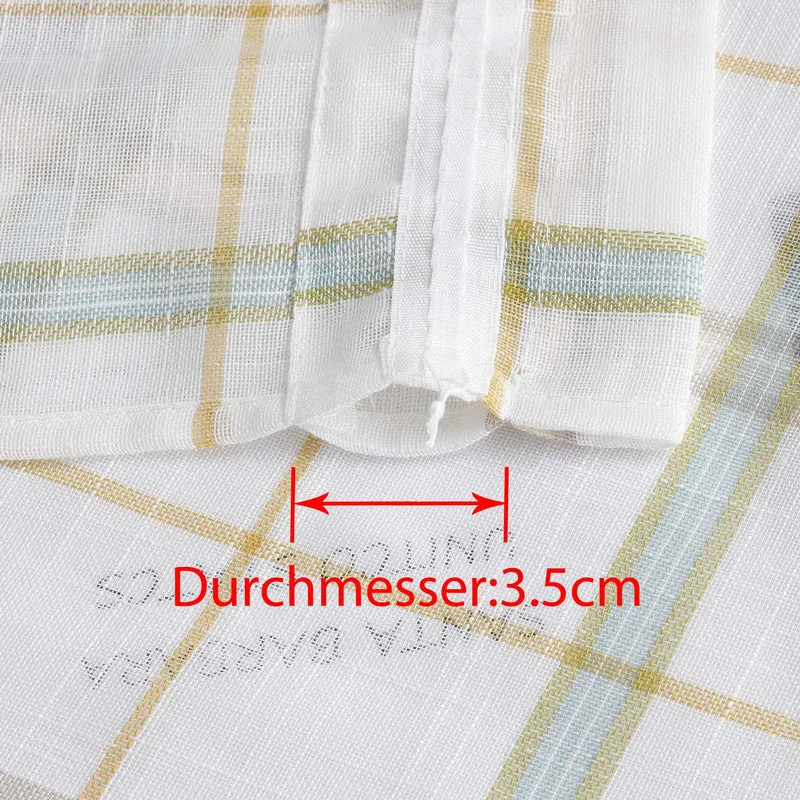 Scheibengardine mit modernem Karomuster aus Leinen 2er Set