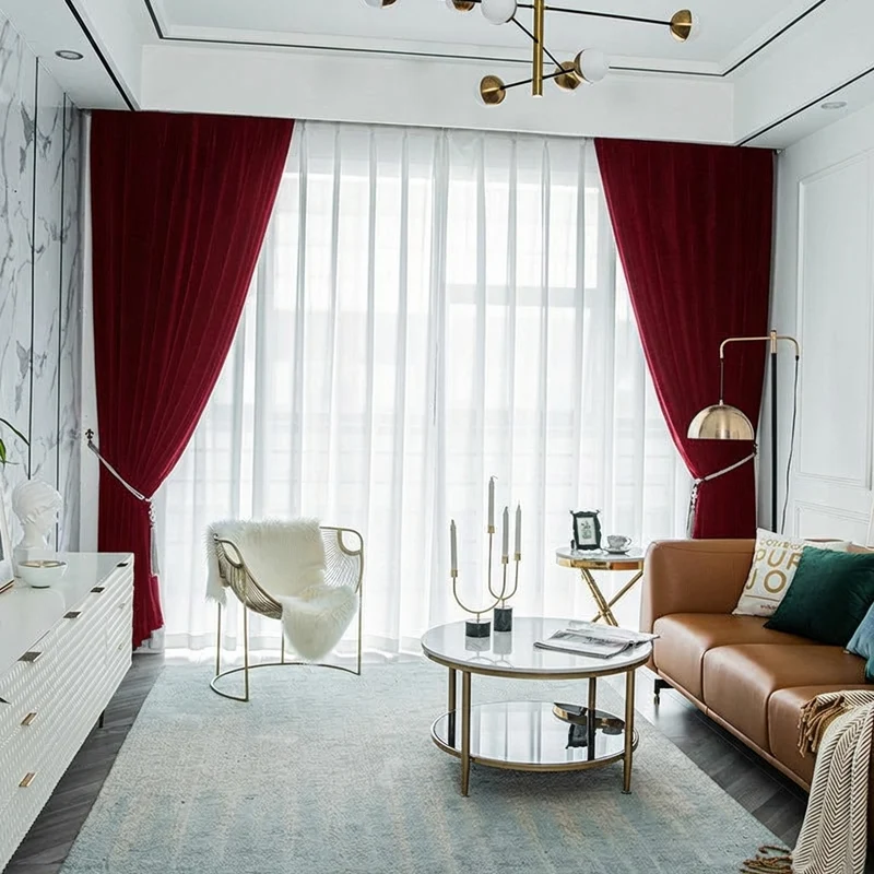 Rideau Occultant Velours Rouge Bordeaux Chambre