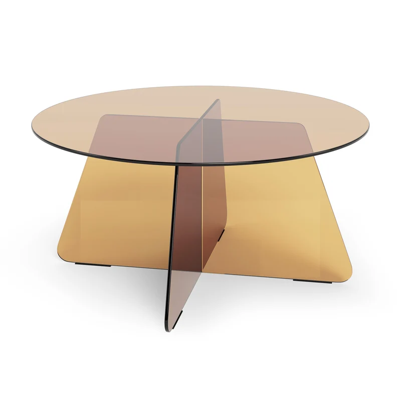 Runder Couchtisch für das Wohnzimmer mit einem Durchmesser von 80 cm im modernen Stil | Aria Glass