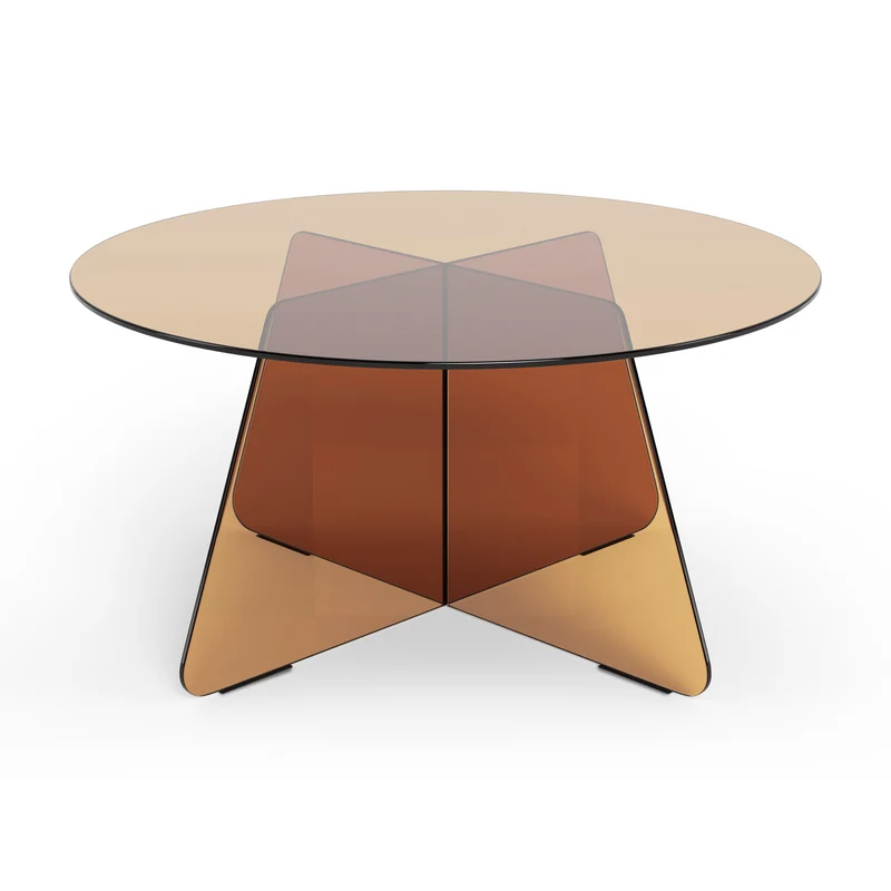 Runder Couchtisch für das Wohnzimmer mit einem Durchmesser von 80 cm im modernen Stil | Aria Glass