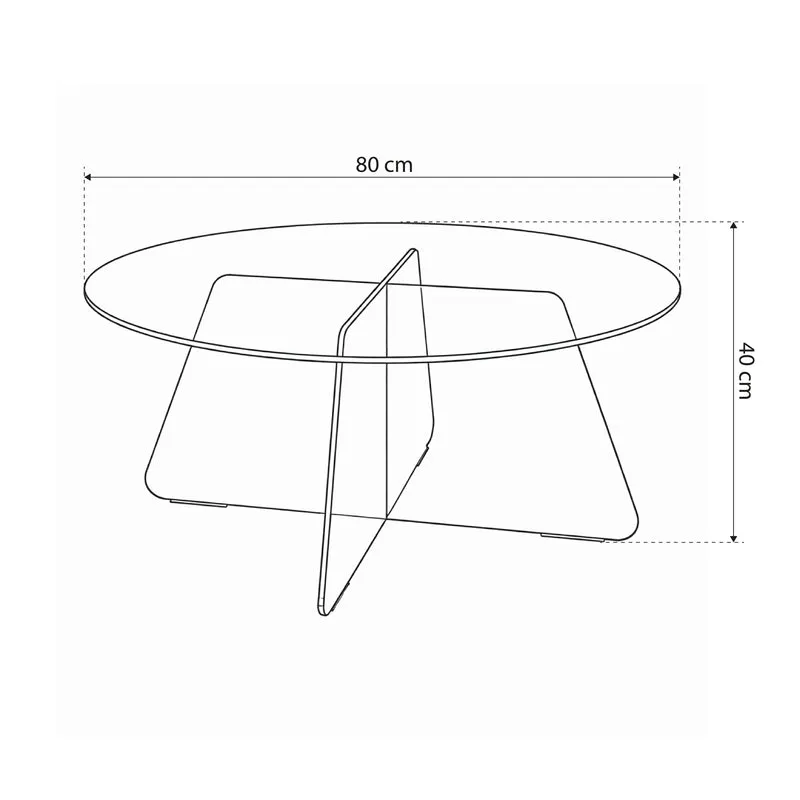 Runder Couchtisch für das Wohnzimmer mit einem Durchmesser von 80 cm im modernen Stil | Aria Glass