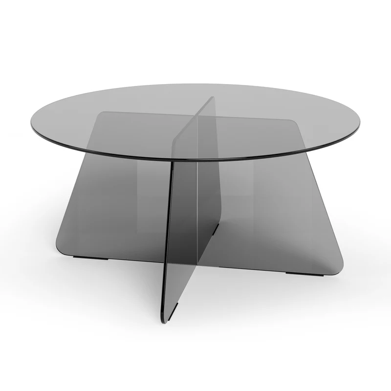 Runder Couchtisch für das Wohnzimmer mit einem Durchmesser von 80 cm im modernen Stil | Aria Glass