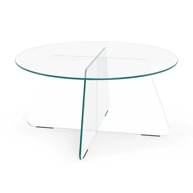 Runder Couchtisch für das Wohnzimmer mit einem Durchmesser von 80 cm im modernen Stil | Aria Glass