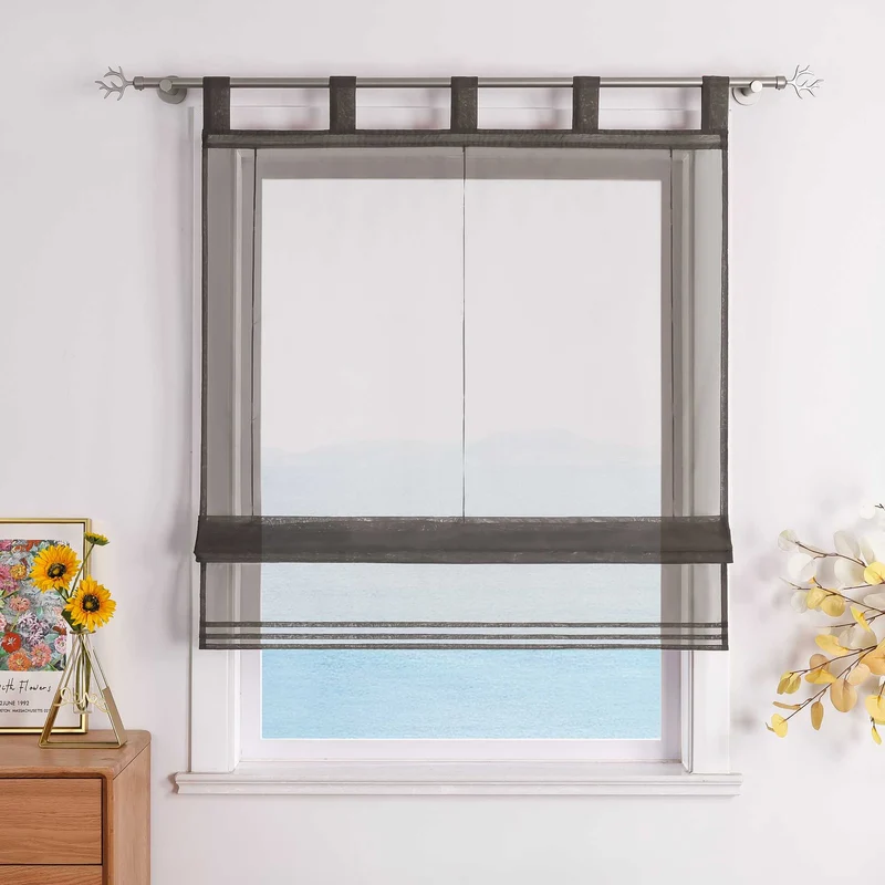 Rollo Schlaufengardine Unifarbe transparent Voile mit Dekofalten 1 Stück