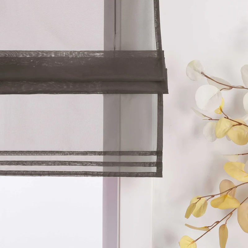 Rollo Schlaufengardine Unifarbe transparent Voile mit Dekofalten 1 Stück