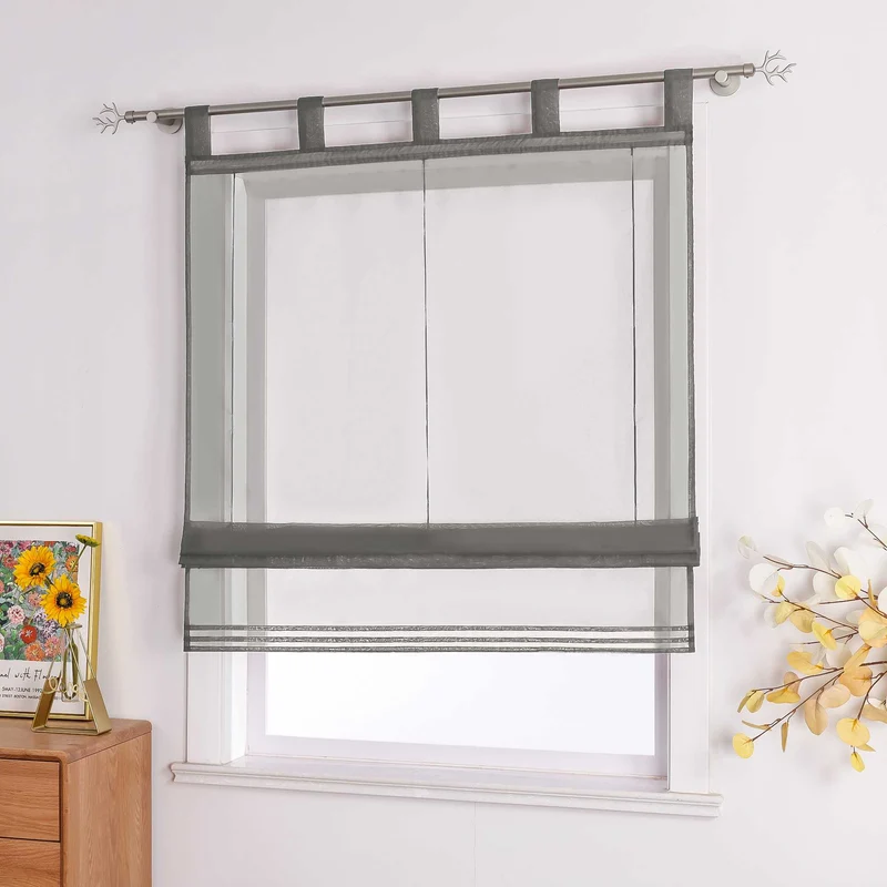 Rollo Schlaufengardine Unifarbe transparent Voile mit Dekofalten 1 Stück