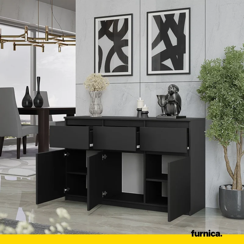 NOAH - Kommode / Sideboard mit 3 Schubladen und 3 Türen - Anthrazit Grau H75cm B120cm T35cm