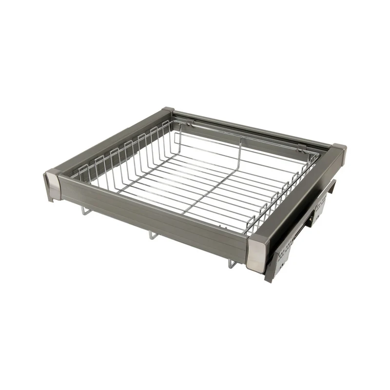 Ausziehbare Aufbewahrungskörbe für 90cm-Schrank Soft-Close - Einzelner Fachboden - Chrom
