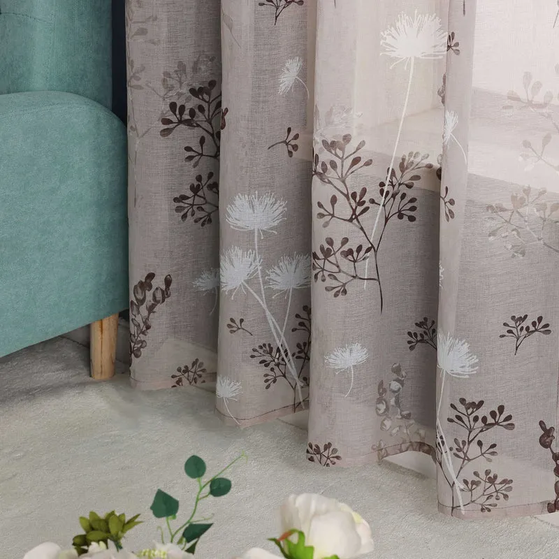 Transparent Ösen Gardinen mit Pusteblumen-Muster 1 Stück