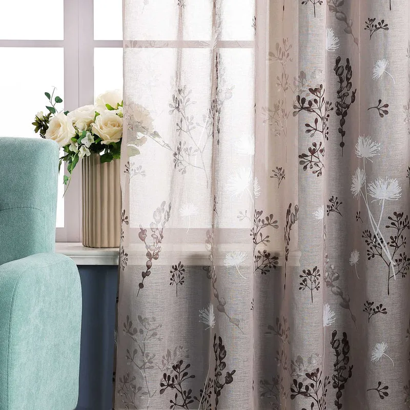 Transparent Ösen Gardinen mit Pusteblumen-Muster 1 Stück