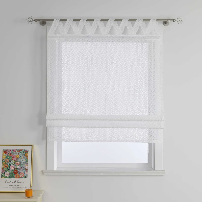 Rollo mit V-Schlaufen mit hohlen Mustern Jacquard Transparent