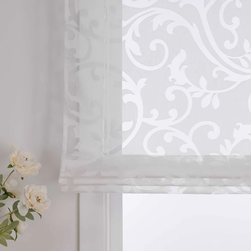 Rollo mit Blumenmuster Café mit Schlaufenaufhängung 1 Stück