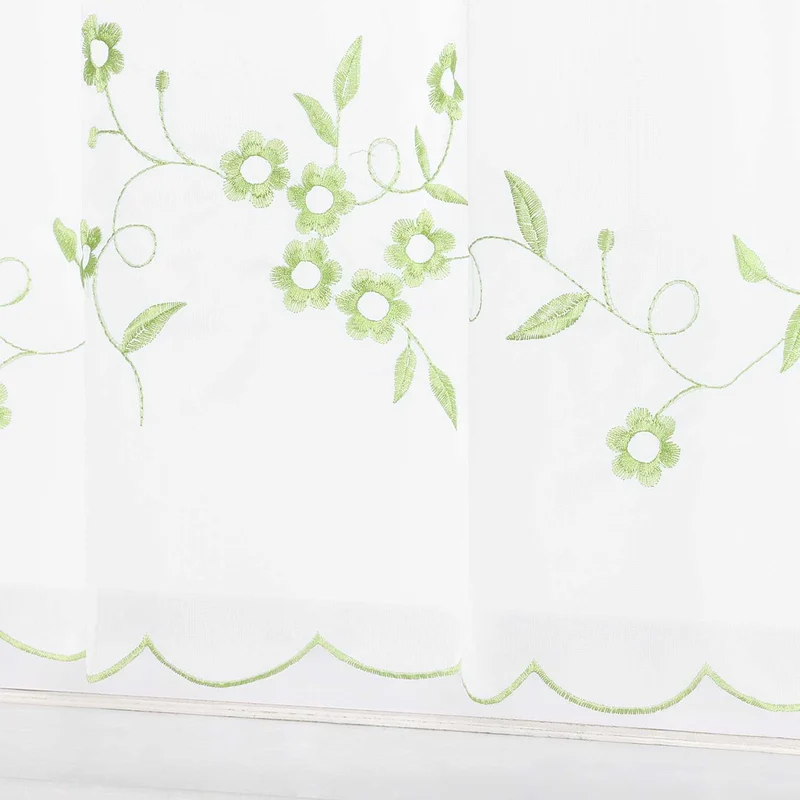 Scheibengardine Café mit Blüten-Stickerei