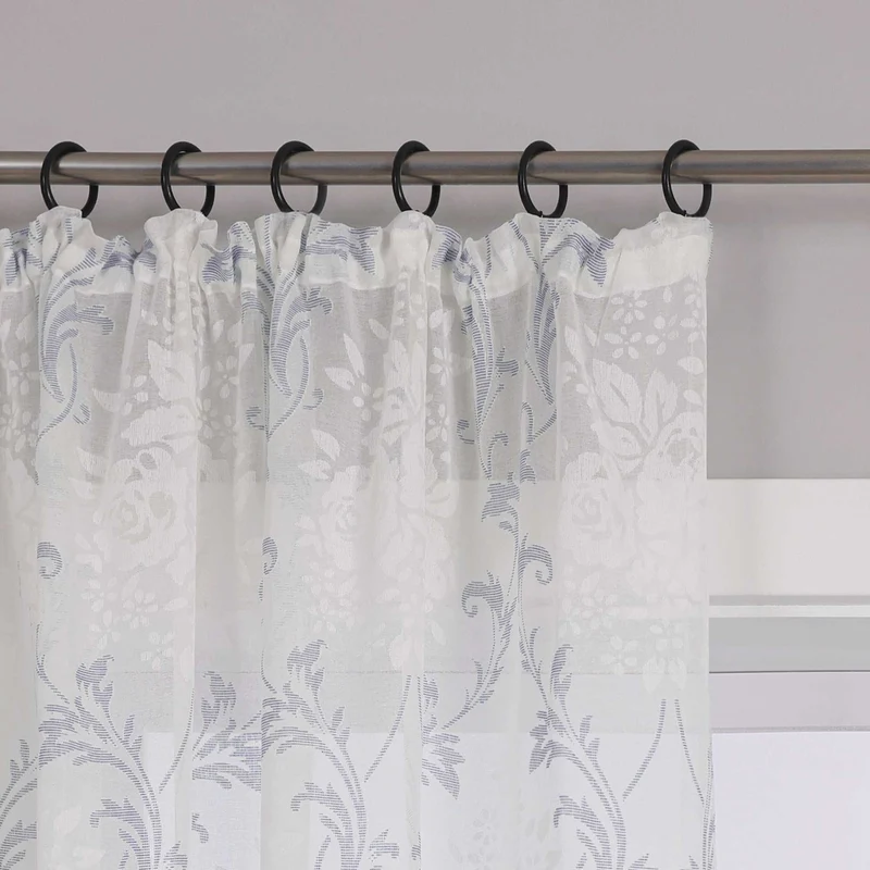Gardine mit Blumenmuster, einfarbig leicht halbtransparent