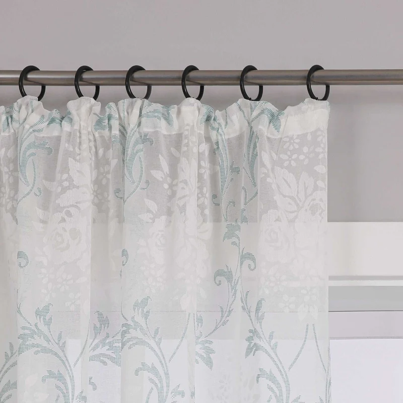 Gardine mit Blumenmuster, einfarbig leicht halbtransparent