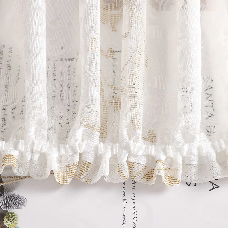 Gardine mit Blumenmuster, einfarbig leicht halbtransparent