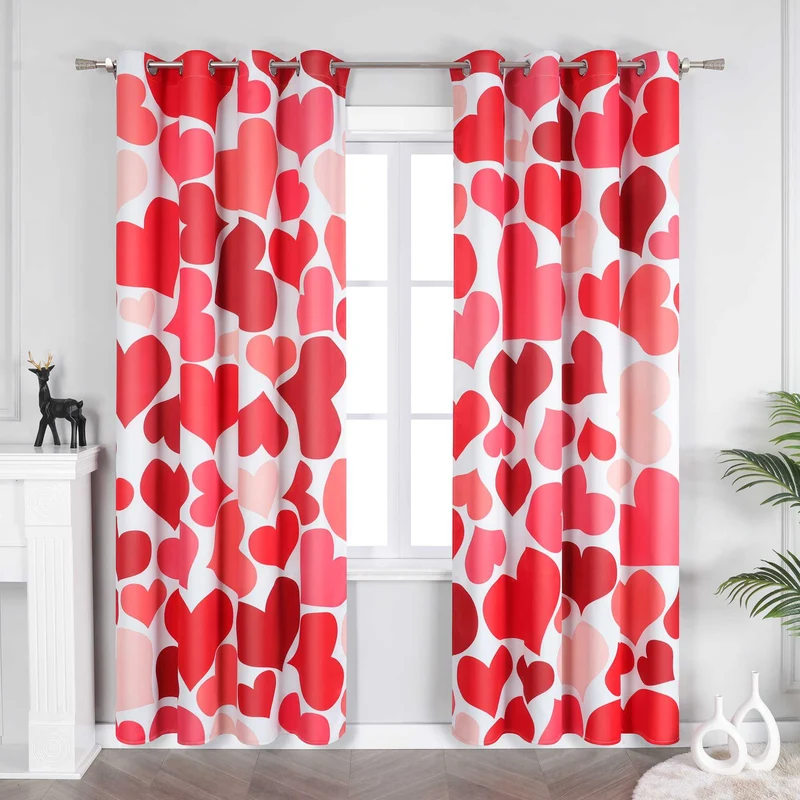 Verdunkelungsvorhang zum Valentinstag Mit Herzdesign