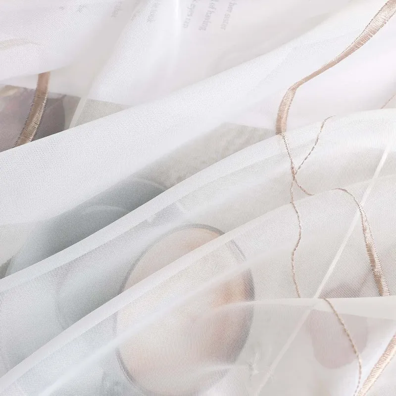 Rollo mit Klettband Raffgardinen Voile mit Wellenperlenmuster Stickerei 1 Stück