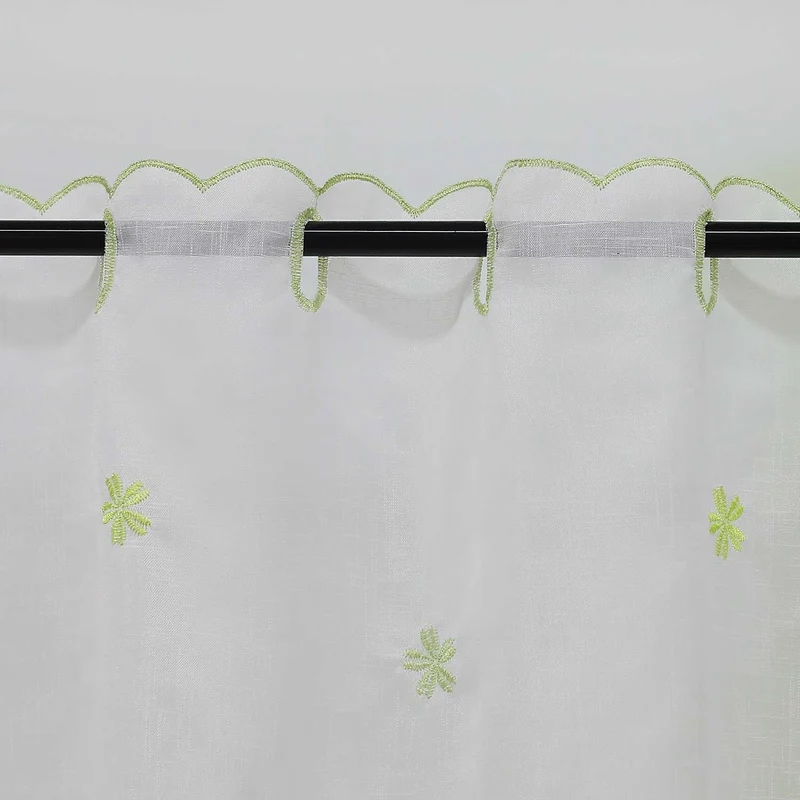 Scheibengardine mit Blumenmuster und Stickereikunst halbtransparent 1 Stück