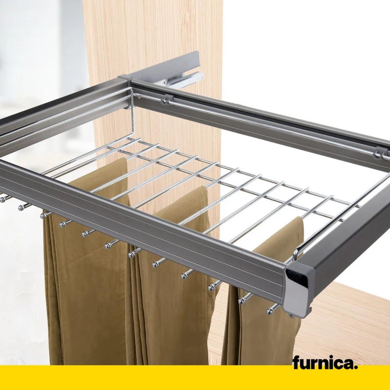 Ausziehbarer Hosenbügel 2 für 80-cm-Schrank Soft-Close - Einzelner Fachboden - Grau