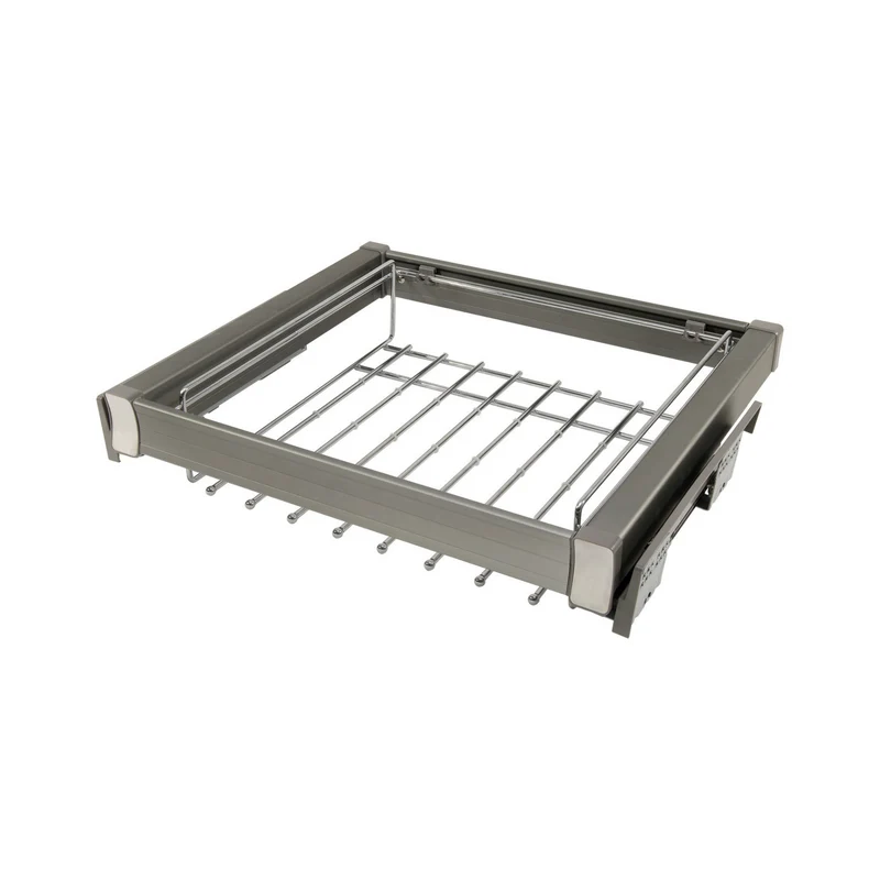 Ausziehbarer Hosenbügel 2 für 60-cm-Schrank Soft-Close - Einzelner Fachboden - Grau