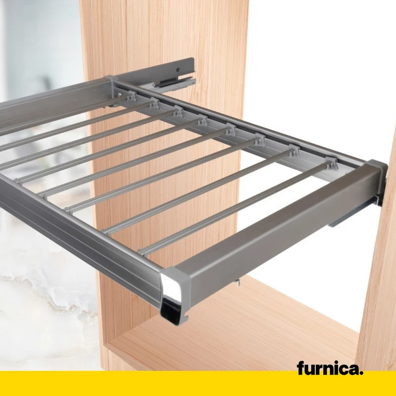 Ausziehbarer Hosenbügel für 80-cm-Schrank Soft-Close - Einzelner Fachboden - Grau