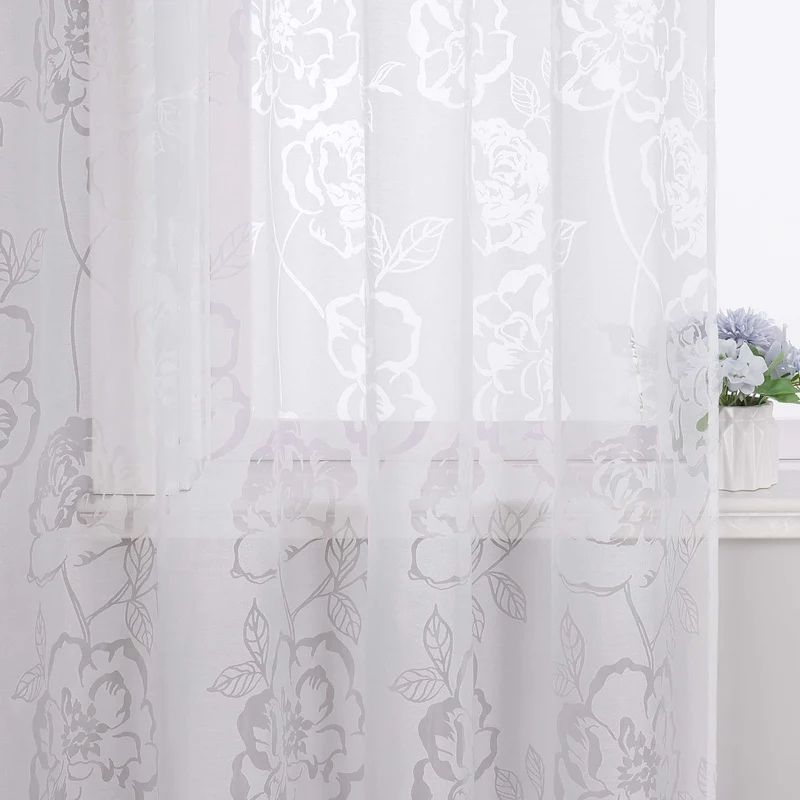Gardine mit Ösen mit Rosenmuster Ösenschal 1 Stück