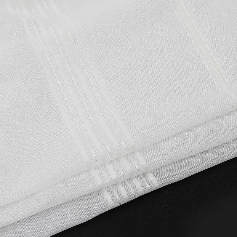 Gardine 2er Set Voile Gardinen mit Streifen Transparent 2 Stück