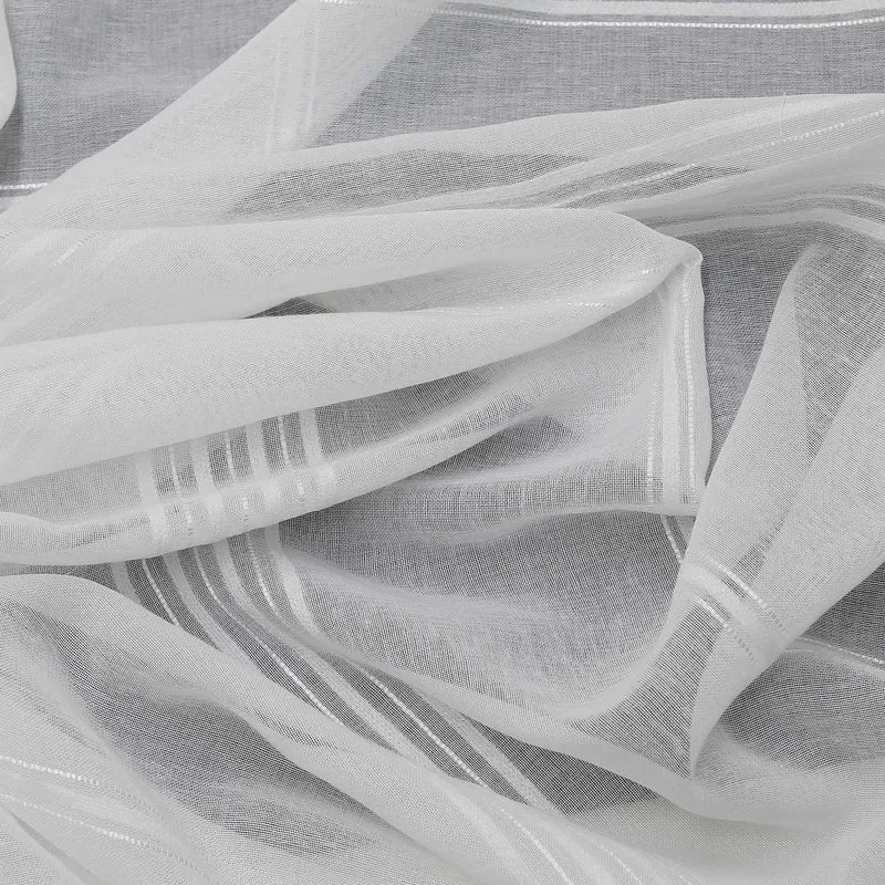 Gardine 2er Set Voile Gardinen mit Streifen Transparent 2 Stück