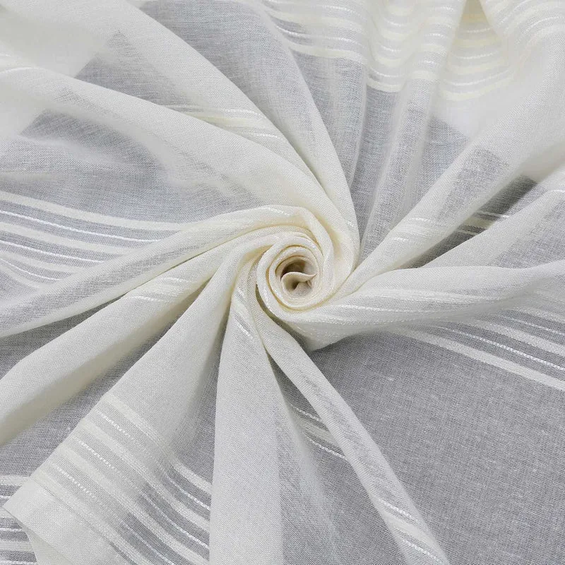 Gardine 2er Set Voile Gardinen mit Streifen Transparent 2 Stück